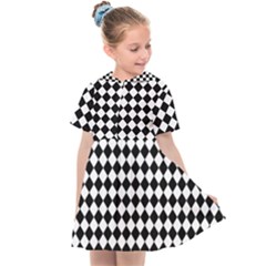 Chessboard 18x18 Rotated 45 40 Pixels Kids  Sailor Dress by ChastityWhiteRose