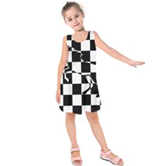 Chessboard Unicorn Kids  Sleeveless Dress by ChastityWhiteRose