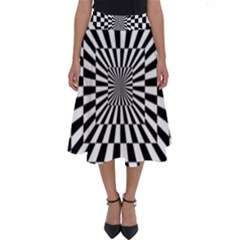 2 Color Checkered Square Tunnel Perfect Length Midi Skirt