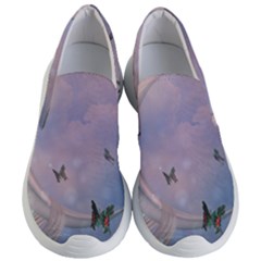 The Wonderful Moon With Butterflies Women s Lightweight Slip Ons by FantasyWorld7