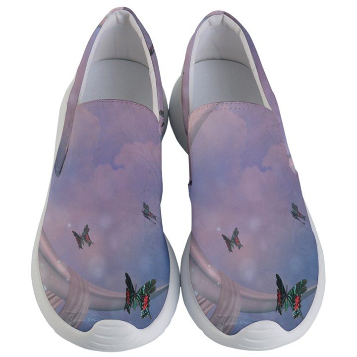 The Wonderful Moon With Butterflies Women s Lightweight Slip Ons