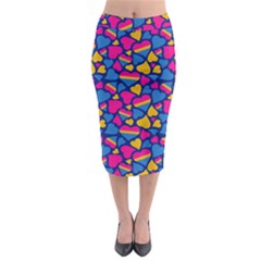 Pansexual Pride Hearts; A Cute Pan Pride Motif! Midi Pencil Skirt