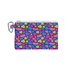 Pansexual Pride Hearts; A Cute Pan Pride Motif! Canvas Cosmetic Bag (small) by PrideMarks