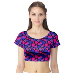 Bisexual Pride Hearts Short Sleeve Crop Top by PrideMarks