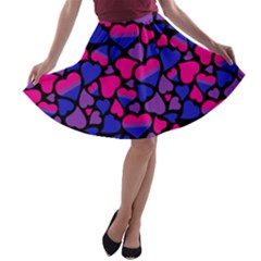 Bisexual Pride Hearts A-line Skater Skirt by PrideMarks