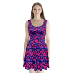 Bisexual Pride Hearts Split Back Mini Dress  by PrideMarks