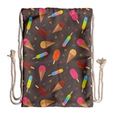 Ice Cream Pattern Seamless Drawstring Bag (large) by Celenk