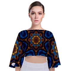 Pattern Abstract Background Art Tie Back Butterfly Sleeve Chiffon Top