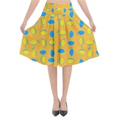 Lemons Ongoing Pattern Texture Flared Midi Skirt