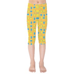 Lemons Ongoing Pattern Texture Kids  Capri Leggings  by Celenk