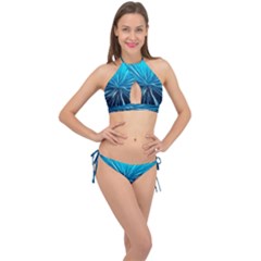 Background Structure Lines Cross Front Halter Bikini Set by Celenk