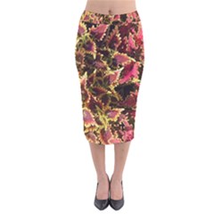 Plant Leaves Foliage Pattern Velvet Midi Pencil Skirt by Celenk