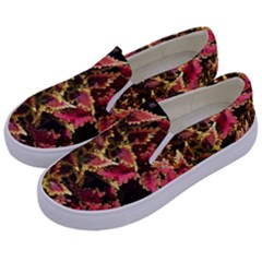 Plant Leaves Foliage Pattern Kids  Canvas Slip Ons by Celenk
