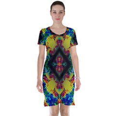 Kaleidoscope Art Pattern Ornament Short Sleeve Nightdress