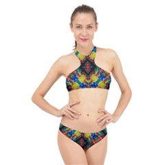 Kaleidoscope Art Pattern Ornament High Neck Bikini Set by Celenk