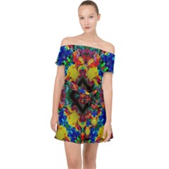 Kaleidoscope Art Pattern Ornament Off Shoulder Chiffon Dress