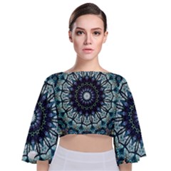 Pattern Abstract Background Art Tie Back Butterfly Sleeve Chiffon Top