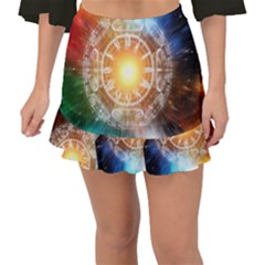 Universe Galaxy Sun Clock Time Fishtail Mini Chiffon Skirt