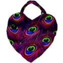 Peacock Feathers Color Plumage Giant Heart Shaped Tote View2