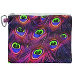 Peacock Feathers Color Plumage Canvas Cosmetic Bag (xxl) by Celenk