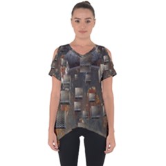 Background Metal Pattern Texture Cut Out Side Drop Tee by Celenk