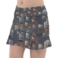 Background Metal Pattern Texture Tennis Skirt