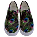 Peacock Feathers Color Plumage Kids  Canvas Slip Ons View1
