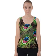 Peacock Feathers Color Plumage Velvet Tank Top