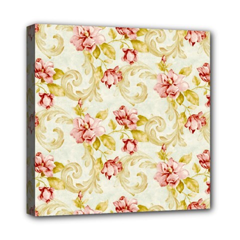 Background Pattern Flower Spring Mini Canvas 8  x 8  (Stretched)