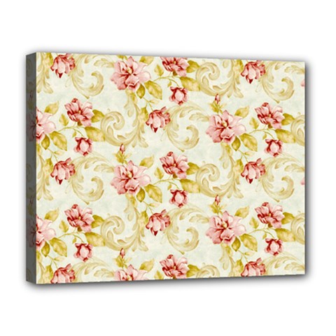 Background Pattern Flower Spring Canvas 14  x 11  (Stretched)