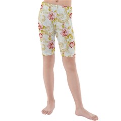 Background Pattern Flower Spring Kids  Mid Length Swim Shorts