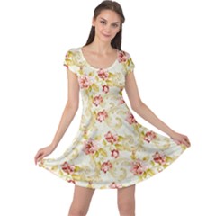 Background Pattern Flower Spring Cap Sleeve Dress