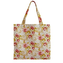 Background Pattern Flower Spring Zipper Grocery Tote Bag