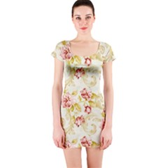 Background Pattern Flower Spring Short Sleeve Bodycon Dress