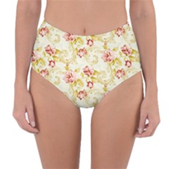 Background Pattern Flower Spring Reversible High-waist Bikini Bottoms by Celenk