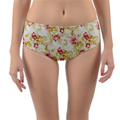 Background Pattern Flower Spring Reversible Mid-Waist Bikini Bottoms