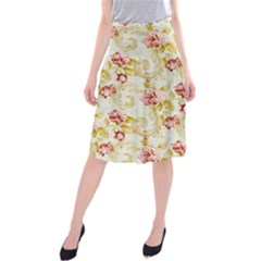 Background Pattern Flower Spring Midi Beach Skirt