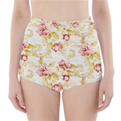 Background Pattern Flower Spring High-Waisted Bikini Bottoms