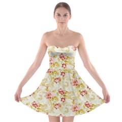 Background Pattern Flower Spring Strapless Bra Top Dress
