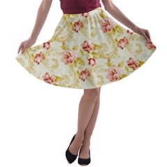 Background Pattern Flower Spring A-line Skater Skirt