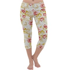 Background Pattern Flower Spring Capri Yoga Leggings