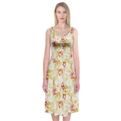 Background Pattern Flower Spring Midi Sleeveless Dress