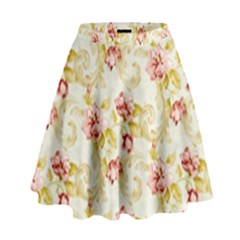 Background Pattern Flower Spring High Waist Skirt