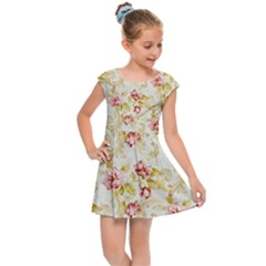 Background Pattern Flower Spring Kids Cap Sleeve Dress