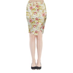 Background Pattern Flower Spring Midi Wrap Pencil Skirt