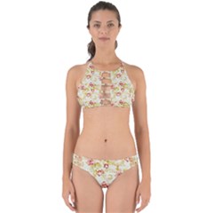 Background Pattern Flower Spring Perfectly Cut Out Bikini Set by Celenk