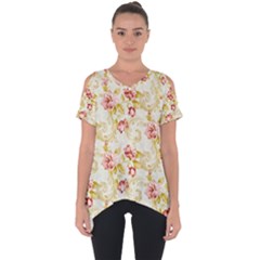 Background Pattern Flower Spring Cut Out Side Drop Tee