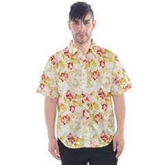 Background Pattern Flower Spring Men s Short Sleeve Shirt