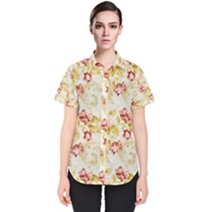 Background Pattern Flower Spring Women s Short Sleeve Shirt