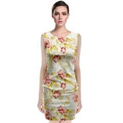 Background Pattern Flower Spring Sleeveless Velvet Midi Dress
